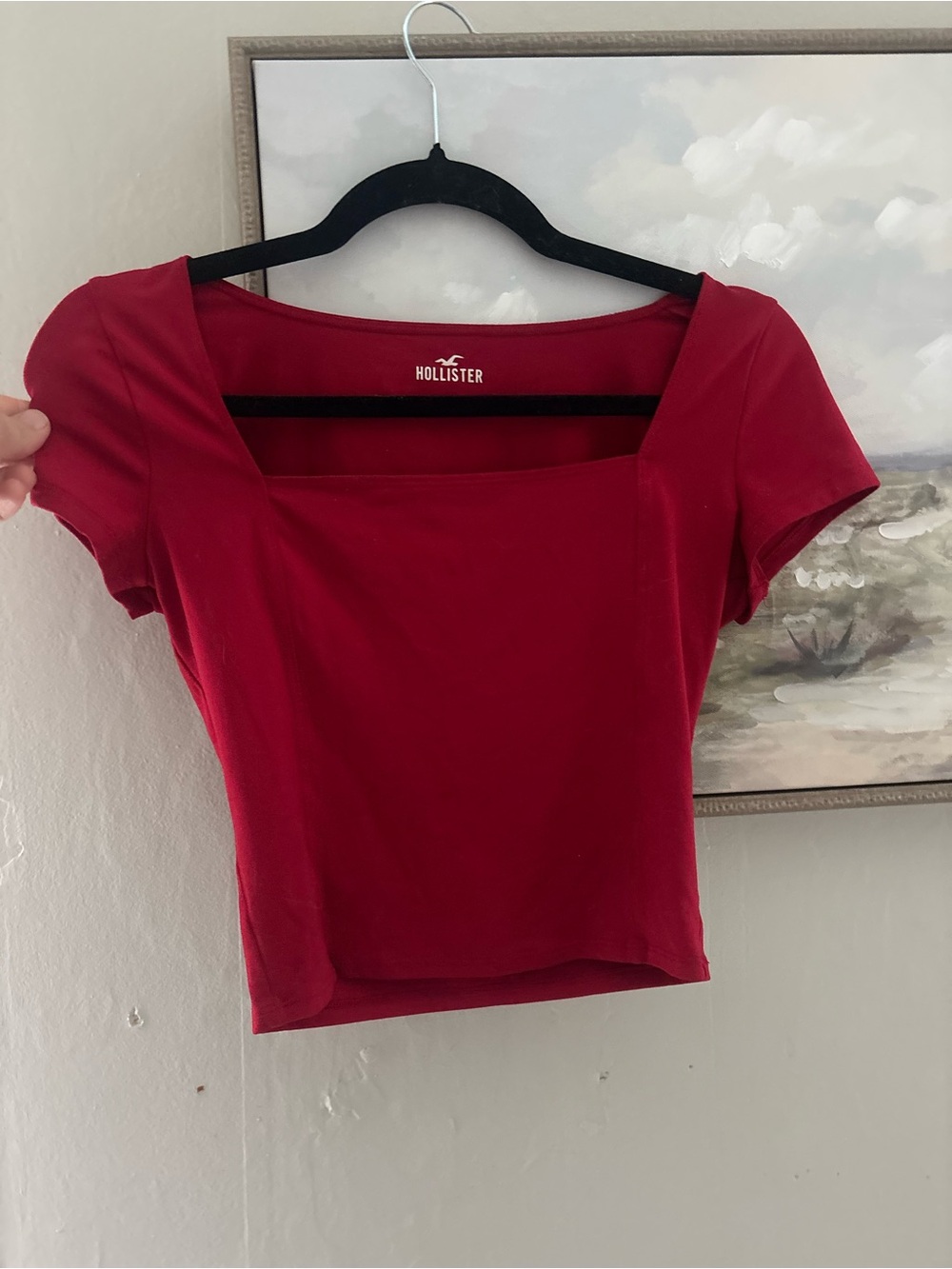 Hollister Women's Crimson Square-Neck Crop Top
